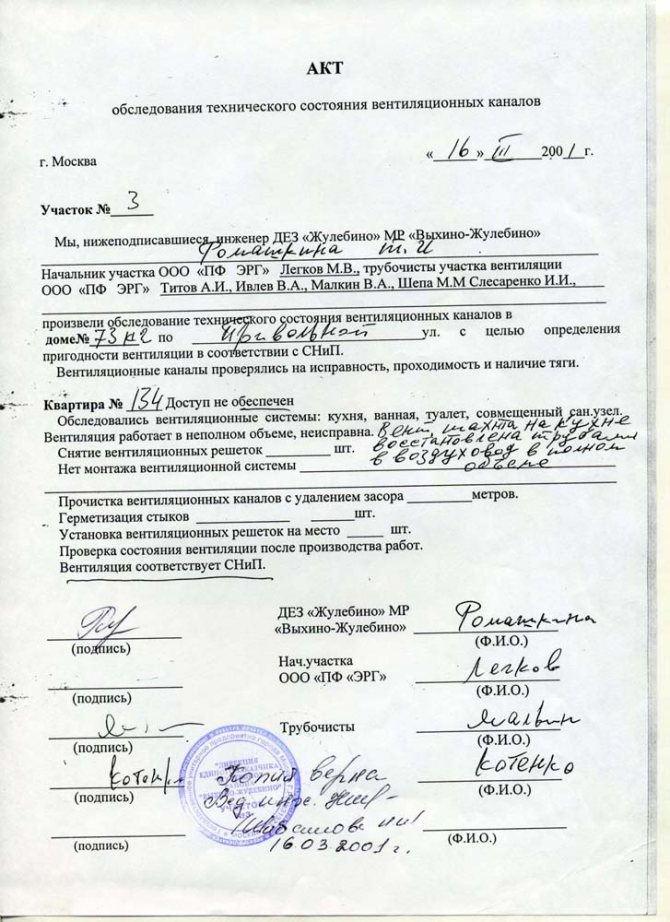 Доклад за проверка на вентилацията