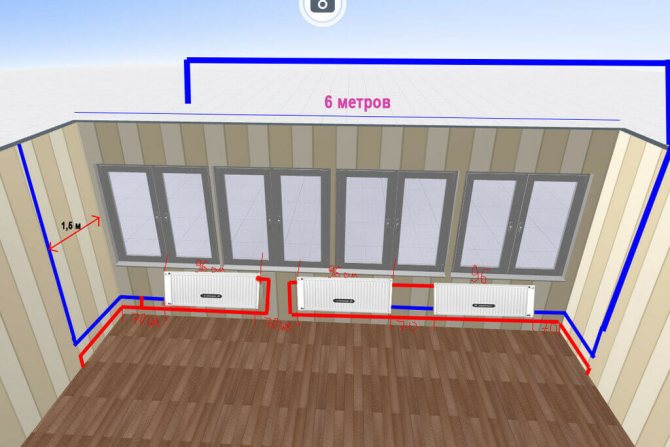 снимка на инсталиране на радиатор на балкон