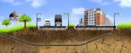 Пробиване под пътя в града